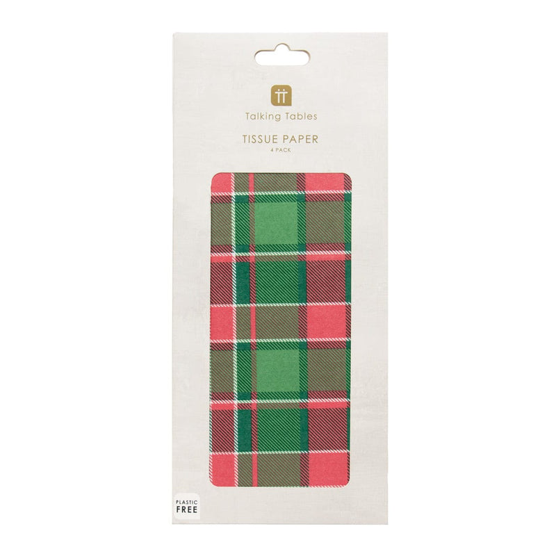 Talking Tables Red & Green Tartan Tissue Paper - 4 Sheets