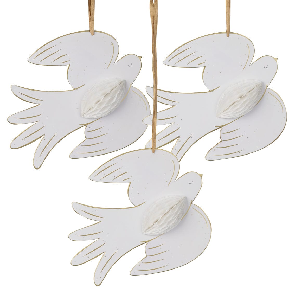 Talking Tables White Dove Honeycomb Hanging Decorations - 3 Pack