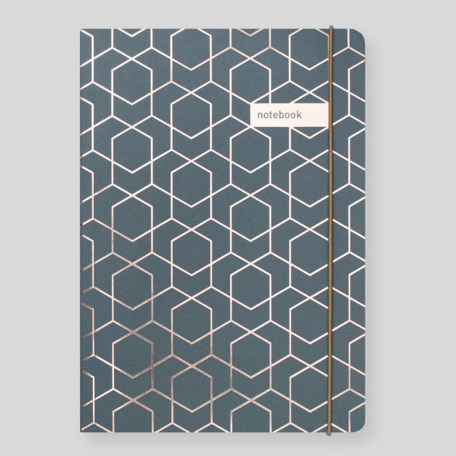 Tangible Stationery Grey Matilda Myres Rose Gold Lined Notebook
