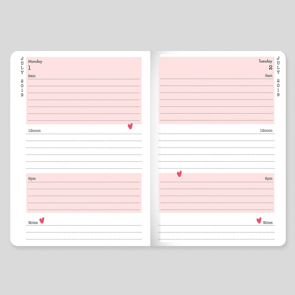 Tangible Stationery Pink Heart Day a Page Diary