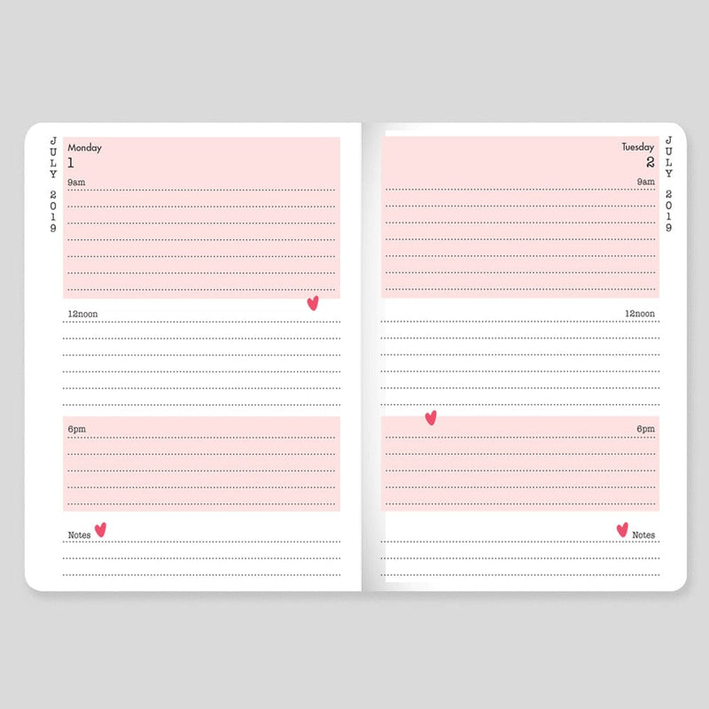 Tangible Stationery Pink Heart Day a Page Diary