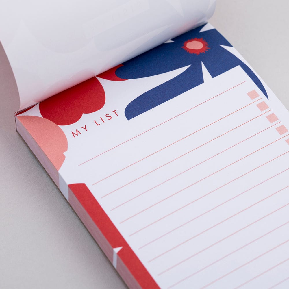 Tangible Stationery Slim List Pad Red Floral