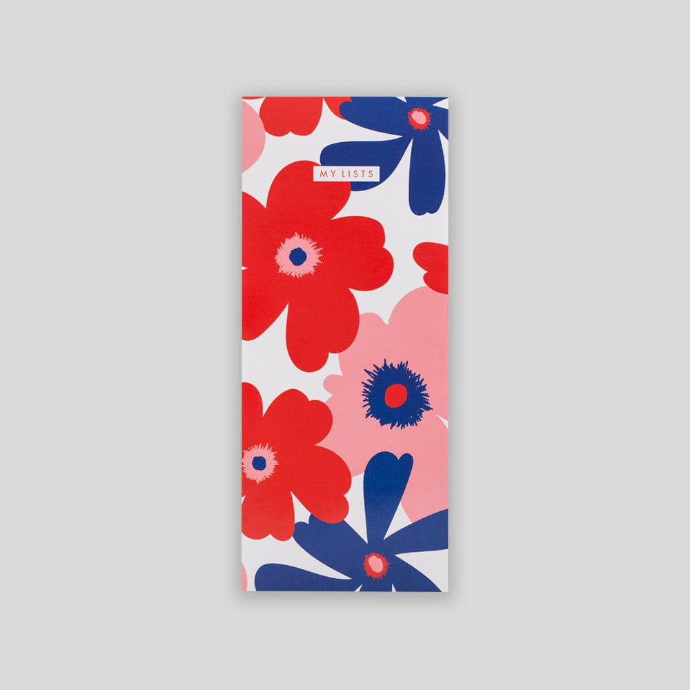 Tangible Stationery Slim List Pad Red Floral