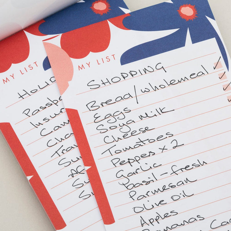 Tangible Stationery Slim List Pad Red Floral