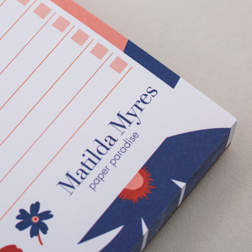 Tangible Stationery Slim List Pad Red Floral