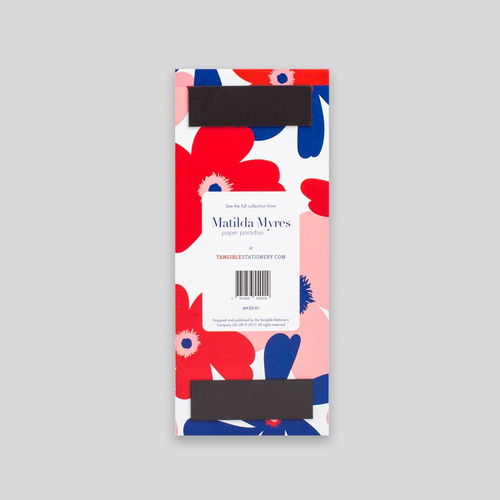 Tangible Stationery Slim List Pad Red Floral