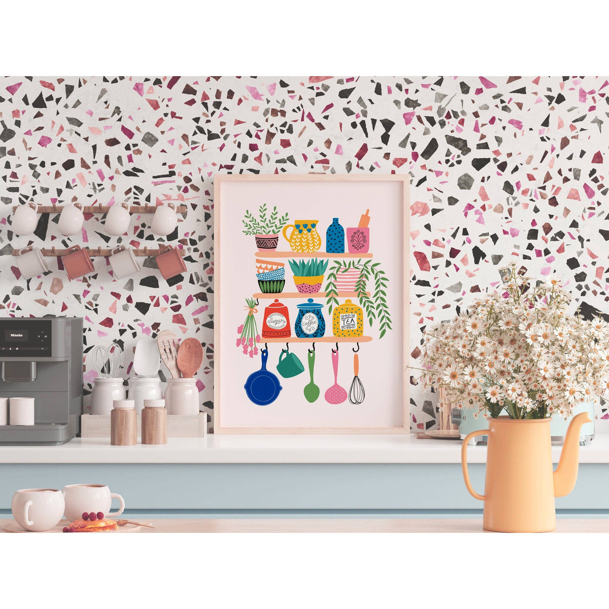 The Happy Badger Colourful Kitchen Print - Bright Home Decor - Wall Art: A4 (8.3x11.7”)