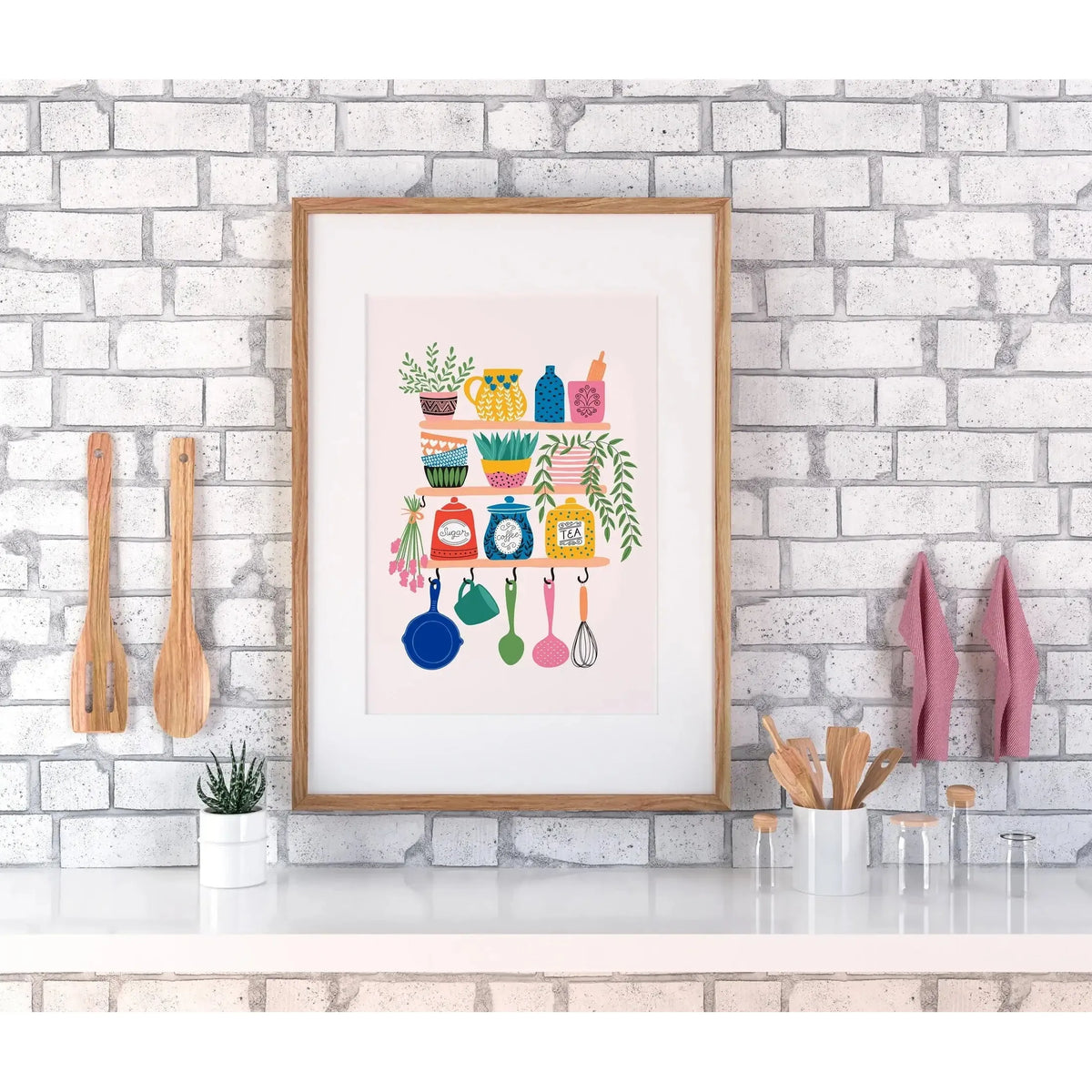 The Happy Badger Colourful Kitchen Print - Bright Home Decor - Wall Art: A4 (8.3x11.7”)