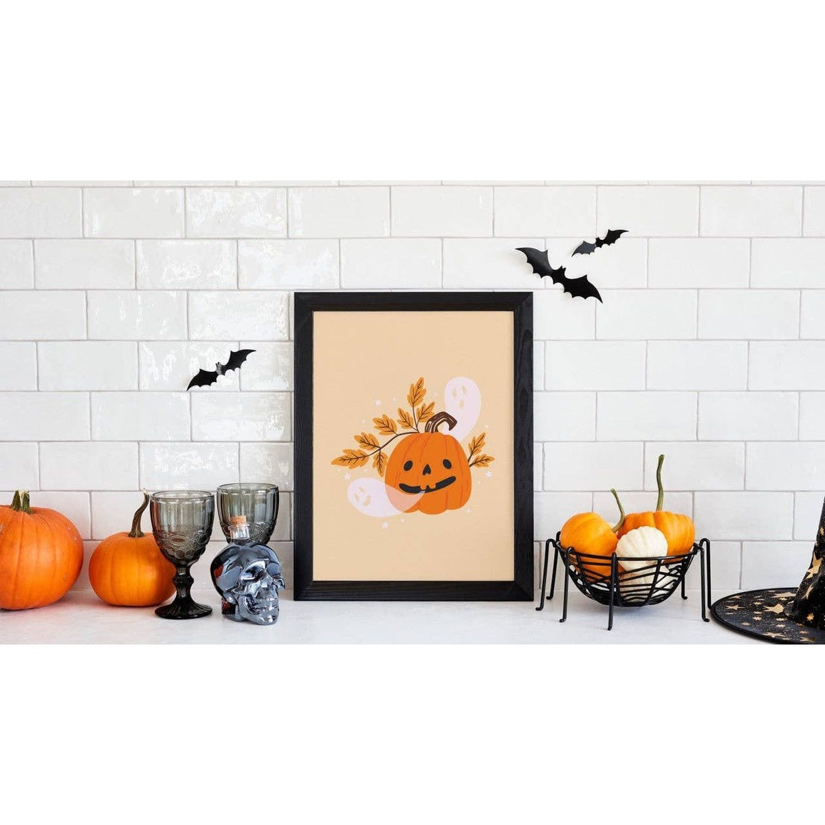 The Happy Badger Halloween Pumpkin Print