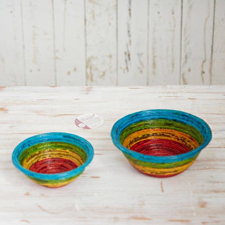 The Paper High Gift Company Limited Recycled Newspaper Bowl - Blue/Green/Yellow/Red