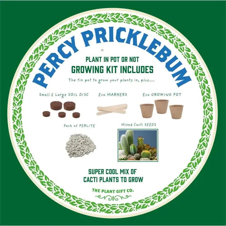 The Plant Gift Co. Percy Pricklebum. Grow Your Own Cacti Kit