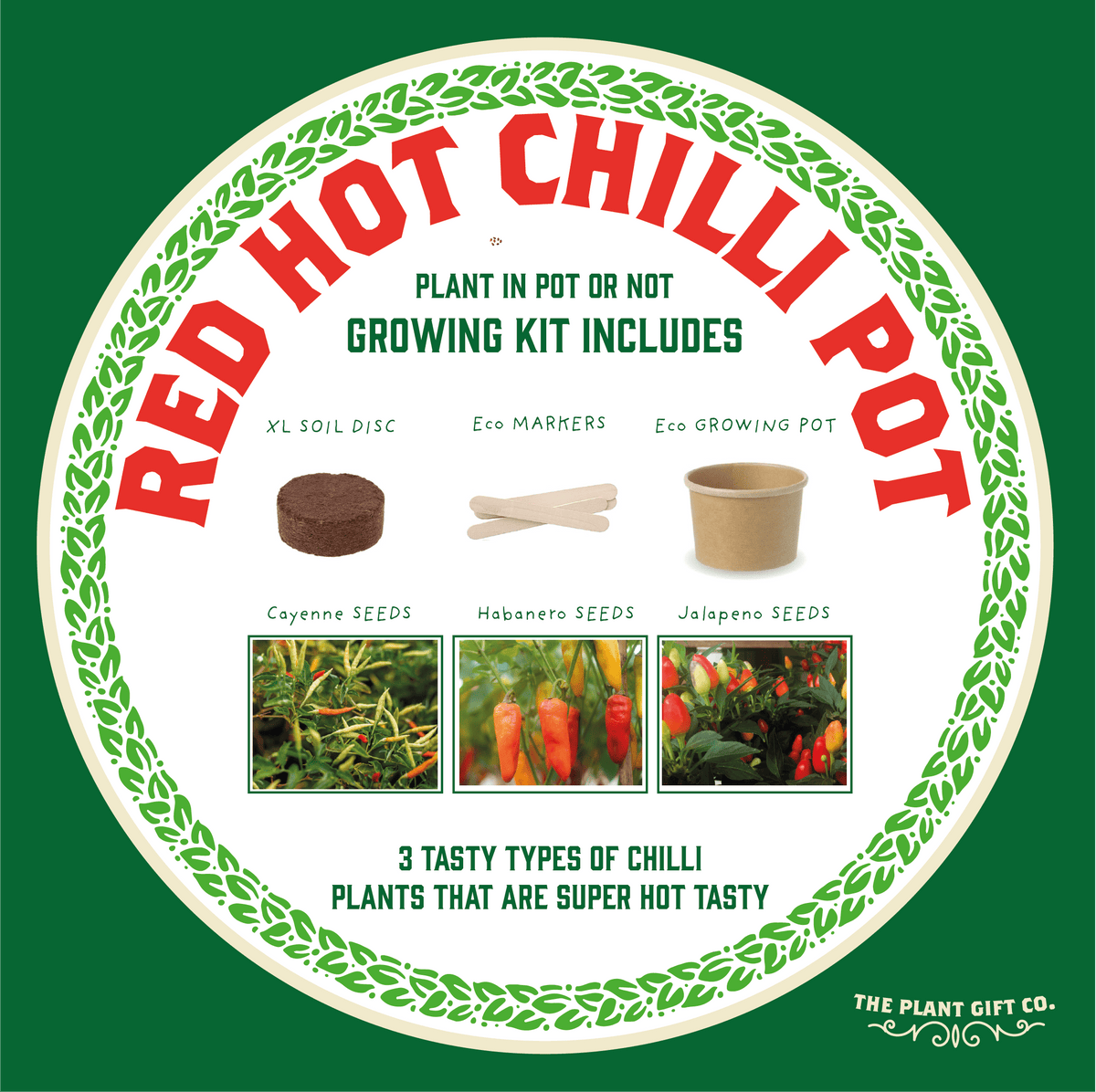 The Plant Gift Co. Red Hot Chilli Pot. Grow Your Own Plant Kit, Gardening Gift