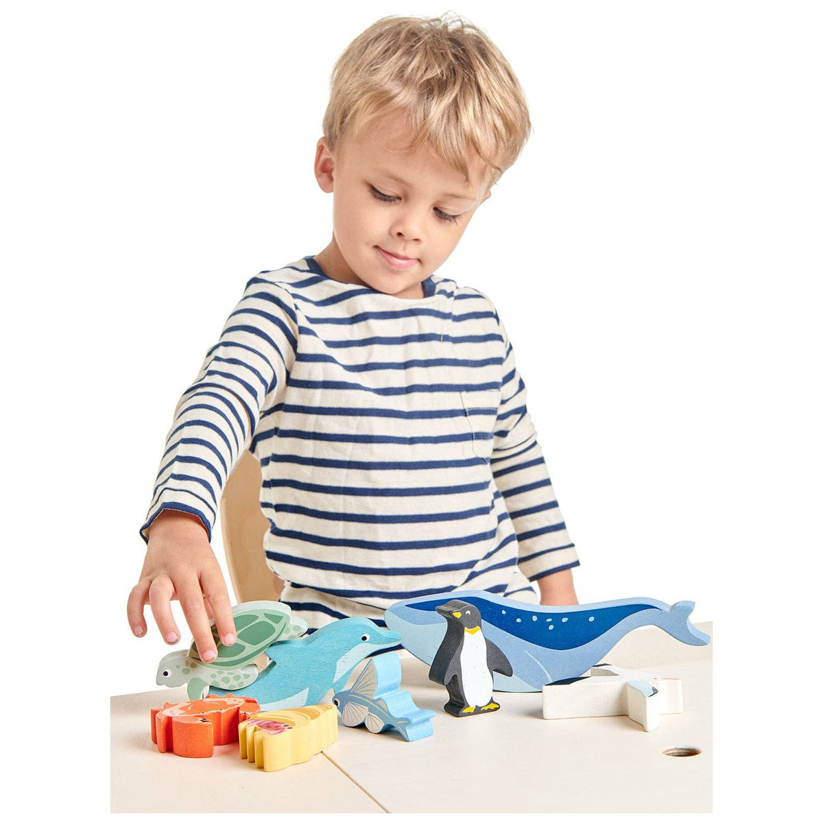 ThreadBear Design UK/EU Wooden Dolphin Toy for Kids - Coastal Animals